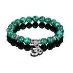 El Regalo OM Charm Healing Yoga 8mm Beads Stretchable Bracelets for Men/Women | OM Yoga Spiritual Jewelry (Green)