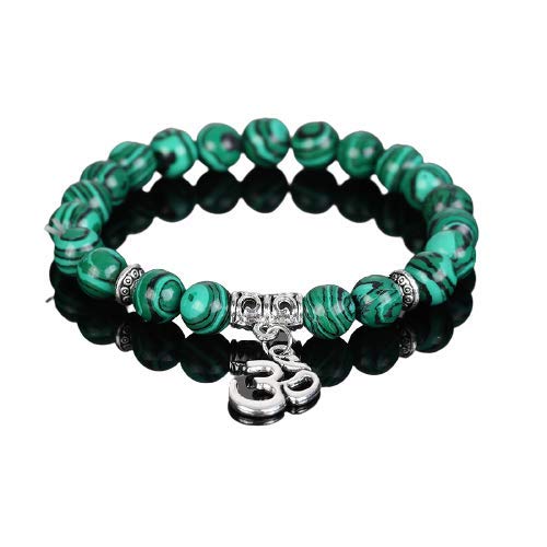 El Regalo OM Charm Healing Yoga 8mm Beads Stretchable Bracelets for Men/Women | OM Yoga Spiritual Jewelry (Green)