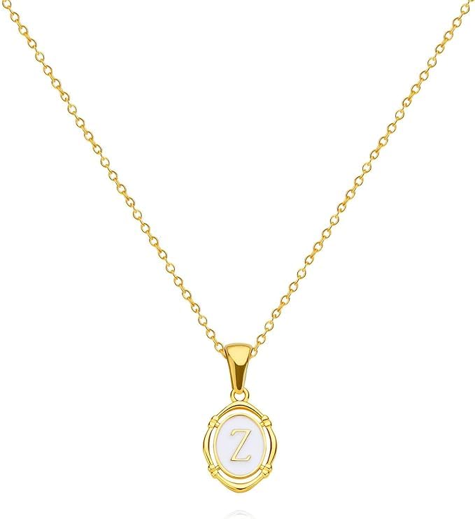 El Regalo Unisex Vintage Style Waterproof Name Initial Letters Pendant Necklaces - Stainless Steel Golden Initials Jewelry - Hypoallergenic Letters Pendant Chain (Letter Z)