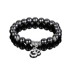 El Regalo OM OM OM Charm Healing Yoga 8mm Beads Stretchable Bracelets for Men/Women | OM Yoga Spiritual Jewelry (Grey)