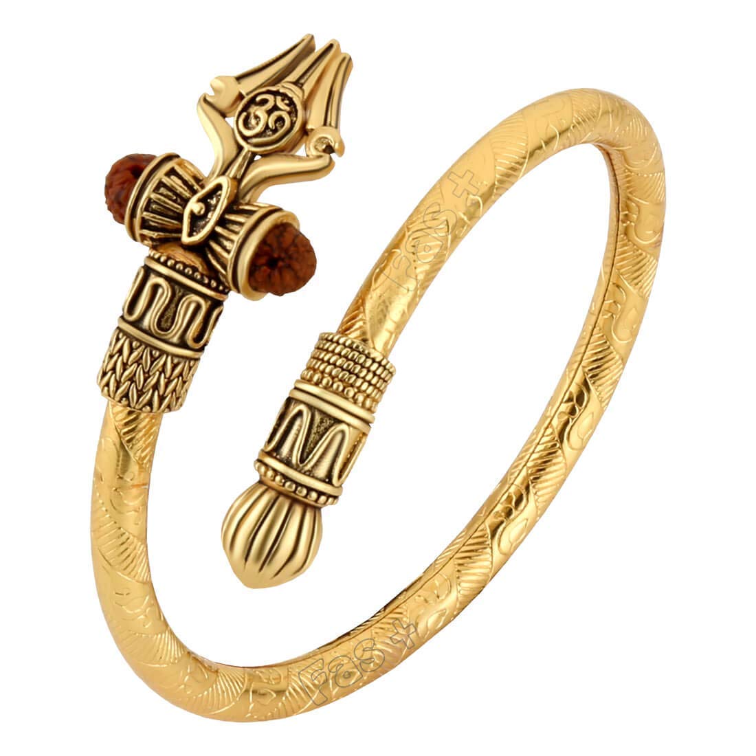 El Regalo Rudraksha Trident Golden Bracelet for Men | Gold Plated Auspicious Rudraksha Bracelet for Men