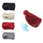 El Regalo 1 PC Knitted Winter Woolen Warm Headband with Buttons for Face Mask Cover | Cold Weather Hair Accessories Head Wrap | Criss Cross Bow Winter Headbands for Girls/Teens/Women (Red)