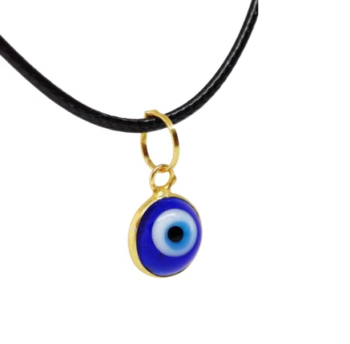 El Regalo Elegant Evil Eye Necklace - Evil Eye Handmade Glass Lamp work Unisex Pendant Necklace for Men, Women, Girls & Boys | Evil Eye Pendant Necklace (Golden with Cord)