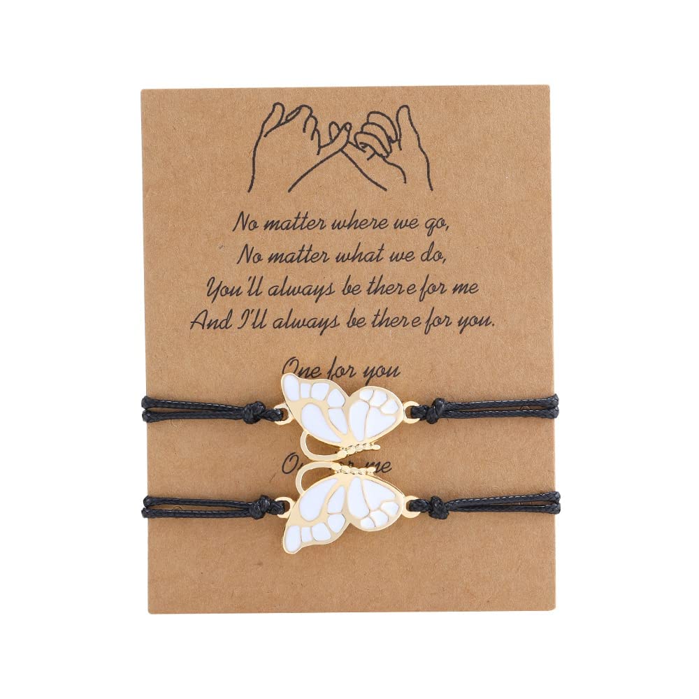 El Regalo Best Friends Butterfly Friendship Bracelets for 2 Girls, BFF Long Distance Matching Butterfly Bracelets Friendship Gifts (Golden Butterflies)