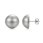 El Regalo Matte Silver Brushed Half-Ball Stud Earrings for Women & Girls | Minimalist Frosted Dome Geometric Earrings | Hypoallergenic Jewelry Gift