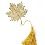 El Regalo Exquisite Metal Leaf Bookmark with Tassel - Gold Plated Hollow Leaves Brass Bookmarks for Students, Book Lovers, Writers, Teachers (Golden Maple Leaf)