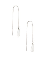 El Regalo 1 Pair Long Needle- Threader Earrings- Trendy, Contemporary, Fashionable Sui Dhaaga Earrings with Pearl-Shell, Butterfly, Pearl Drops, Heart, Mermaid Charms (Silver Drop Pearl Threader)