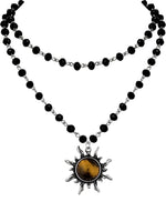 Sacina Gothic Emo Grunge Sun Choker, Black Bead Choker Necklace, Black Jewelry, Gothic Goth Necklace, Halloween Christmas Jewelry Gift for Women, 18.7 inches, Zinc, No Gemstone