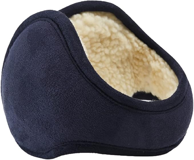 El Regalo 1PC Unisex Warm Knit Earmuffs- Winter Outdoor Fur Earwarmer, Foldable, Adjustable Wrap Ear Warmer for Girls/Boys/Men/Women (Blue Fleece)