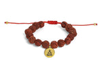 El Regalo Unisex 1 PC Natural Rudraksha Beads Adjustable Bracelet: Handmade Lord Shiva Rudraksha Beads Bracelet with Spritual OM/Aum, Budhdha, Lotus Charms (Golden Budhdha Rudraksha Bracelet)