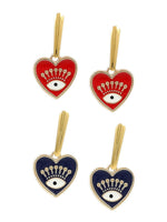 El Regalo 2 Pairs Evil Eye Hypoallergenic Dangle Heart, Star, Rainbow Studs/Hook Earrings - Handcrafted Golden Enamel Evil Eye Earrings for Girls & Women (Option- 2)