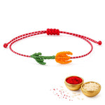 El Regalo Unique Handmade Flower Leaf Bracelet Rakhi for Brother-Flower Bud - Green & Orange