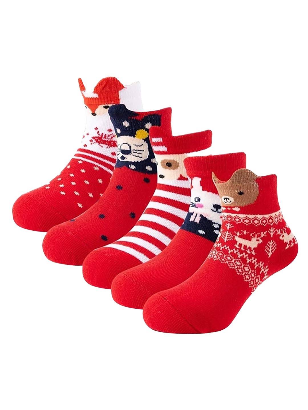 EL REGALO Kids Pack Of 5 Patterned Calf Length Socks