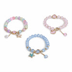 El Regalo 3PCs Opal Stone, Crystal Beads Tassel Bracelet With Cute Enamel Charms Star, Shell, Rainbow, Flowers, Swan, Pearls etc. for Kids/Girls/Teens/Women (Option-1)