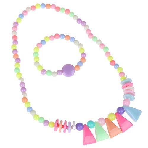 El Regalo Kids/Girls Candy Colors Beads Jewelry Set | Multi Colored Acrylic Beads Necklace & Bracelet Set