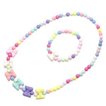 El Regalo 2 PCs Kids Girls Colorful Jewelry Sets - Kids Candy Color Beads Necklace & Bracelets Jewelry Sets for Girls & Toddlers