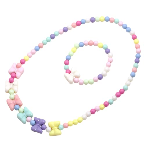El Regalo 2 PCs Kids Girls Colorful Jewelry Sets - Kids Candy Color Beads Necklace & Bracelets Jewelry Sets for Girls & Toddlers