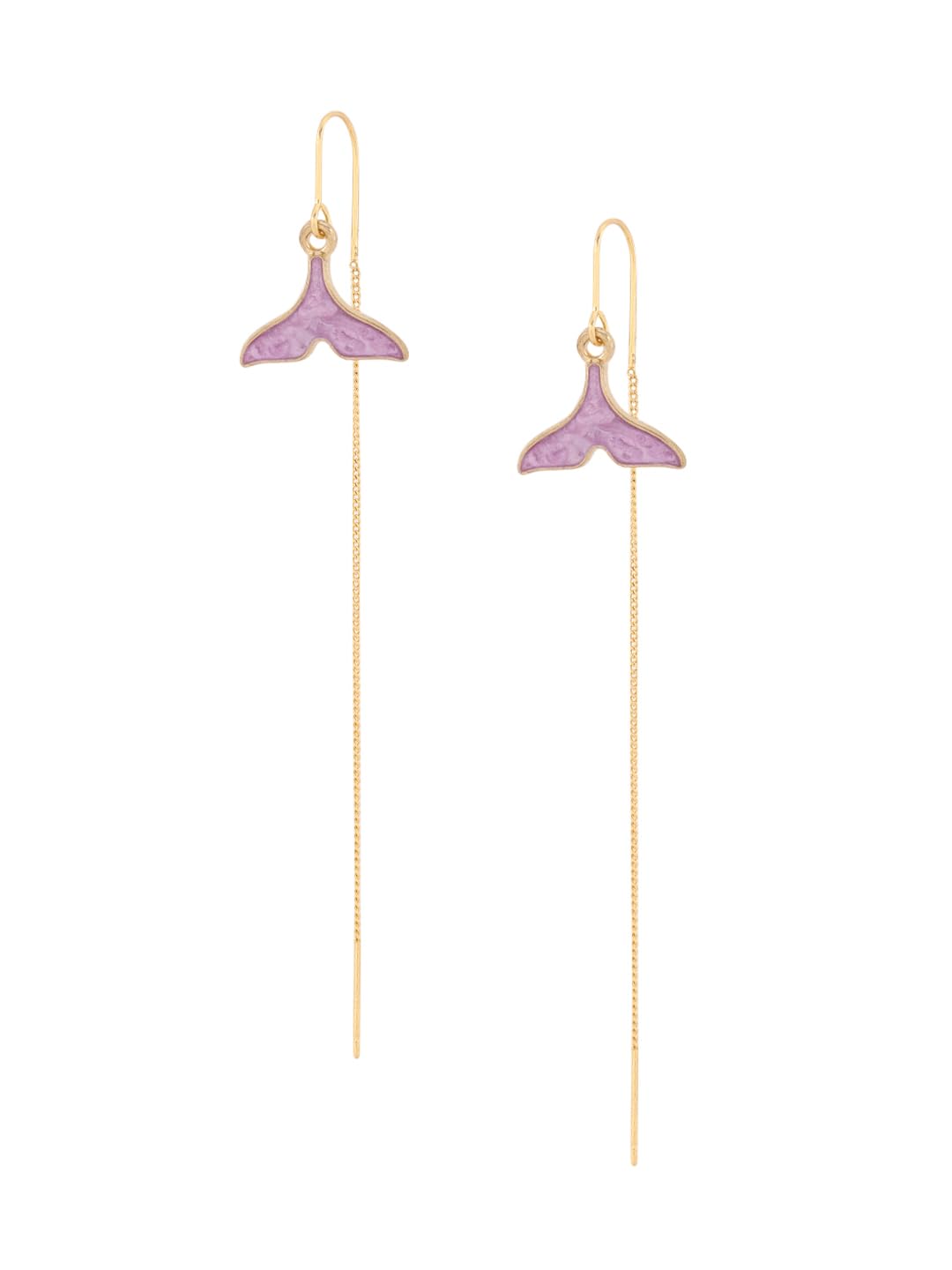 El Regalo Womens 1 Pair Long Needle- Threader Earrings- Trendy, Contemporary, Fashionable Sui Dhaaga Earrings with Pearl-Shell, Butterfly, Pearl Drops, Heart, Mermaid Charms (Mermaid Threader)