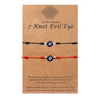 El Regalo 2PCs Lucky Evil Eye 7 Knots Handwoven Adjustable Bracelets - Protection 7 Knots Evil Eye Unisex Bracelet Set for All- Girls/Boys/Men & Women (1 Black 1 Red Evil Eye)