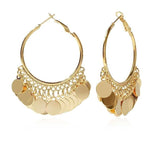 El Regalo Bohemian Gold Hoop Earrings with Hanging Coin Discs for Women & Girls | Light Indo Western Chandbali Style Bali | Gypsy Festival & Party Fashion Jewellery