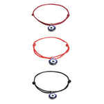 El Regalo 3 PCs Blue Evil Eye Handwoven Adjustable Unisex Bracelet Combo for Men/Women/Kids/Girls/Boys - Red, Black & Coffee Thread Evil Eye Bracelet Set