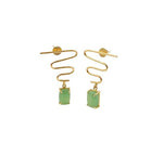 El Regalo Modern Zigzag Brass Statement Drop Earrings for Women & Girls - Contemporary Geometric Handmade Jewelry with Rectangle Stones Drops - Studs for For Western & Ethnic Wear (Jade Green)