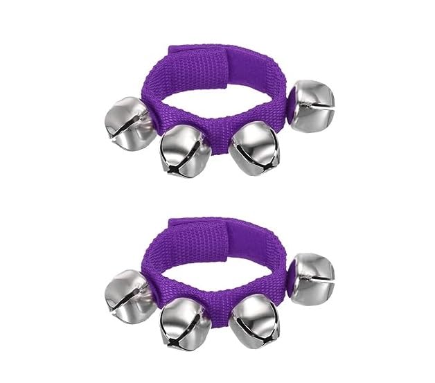 El Regalo 2PCs Jingle Bells Christmas Bracelets | Wrist & Ankle Bells for Party Favors, Musical Rhythm & Christmas Decor | Adjustable Percussion Instruments (Indigo)