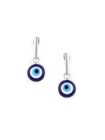 El Regalo 1 Pair Evil Eye Hamsa Hand Earrings - Small Dangle Drop/Hoop Earring Dainty Blue Hypoallergenic Earrings for Girls & Women (Round Silver Evil Eye Studs)