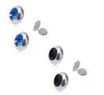 El Regalo 2 Pairs Non-Pierced CZ Magnetic Clip-On Unisex Earrings for Men/Women/Girls/Boys - Colorful CZ Fake Crystal Ear Stud Earrings (Blue & Black)