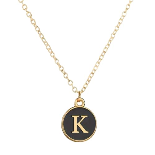 El Regalo Name Initials Personalized Unisex Pendant Necklace - Enameled Letter Small Pendant With Stainless Steel Chain (K Letter)