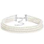 El Regalo Elegant Round Imitation Pearl Multi Strands Choker Necklace for Girls & Women- Party Pearl Necklace with Stainless Steel Chain