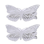 El Regalo 2 Pcs Barrette Hollow Out Golden Butterfly Metal Hair Clips For Girls & Women (Set Of 2) (Silver)