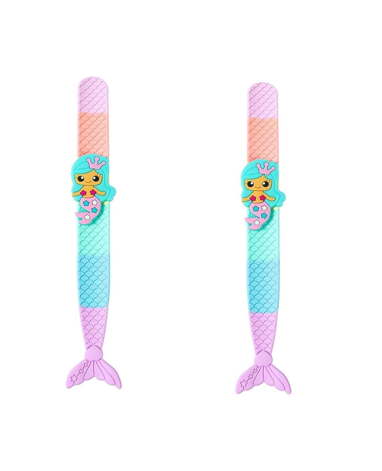 El Regalo 2PCs Mermaid Fish Tail Slap Bands/Wristbands for Girls- Mermaid Theme Birthday Party Gifts/Goodie Bags Filler