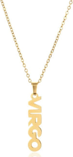 El Regalo 1PC Stainless Steel Zodiac Sign Unisex Pendant Necklace- Anti Tarnish 12 Vertical Zodiac Name Necklaces Horoscope Birth Star Sign (Virgo)