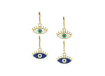El Regalo 2 Pairs Cute Evil Eye Enameled Hoop Earrings - Gold Plated Dainty Evil Eye Hypoallergenic Fashion Earrings for Girls & Women (Option-4)