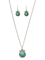 El Regalo 3D Ocean Mermaid Theame Vintage Style Pendant Chain Necklace with Earrings for Girls & Women