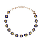 El Regalo 1 Leg Dainty Daisy Charm Chain Anklet- 1 PC Flower Beads Chain Ankle Bracelets For Girls & Women (Blue Daisy Anklet)