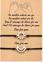 El Regalo 2Pcs Bff Best Friends Sun Moon Pinky Promise Friendship Bracelet/Couple Bracelets, Bff Long Distance Matching Bracelets For Besties For Girls (Silver)