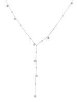 El Regalo Titanium Steel Long Silver Beads Chain Western Necklace - Glamorous Circular Accents and Deep Chain Drop