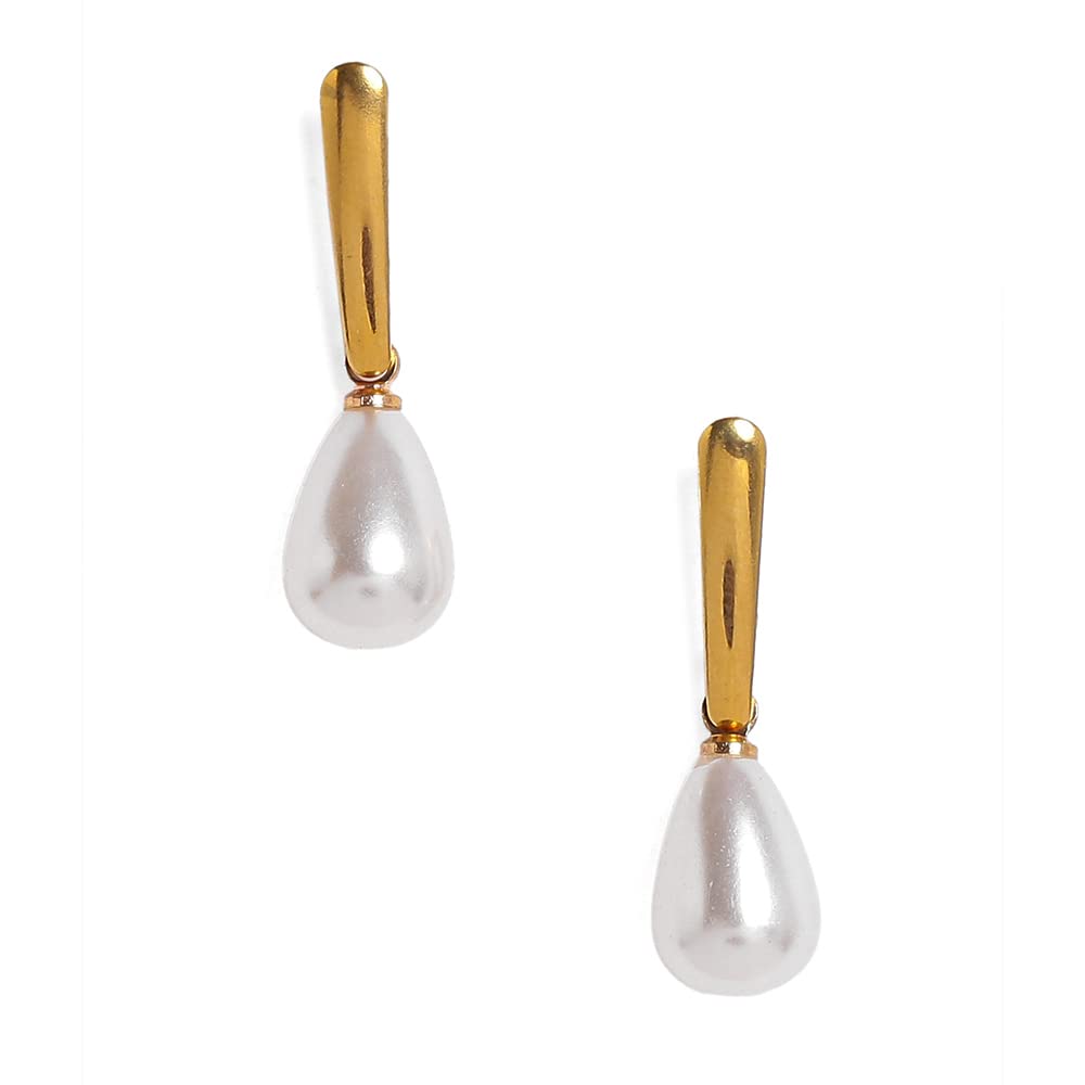 El Regalo Pearl Golden Stud Earrings for Women and Girls | Light Small Studs Earrings