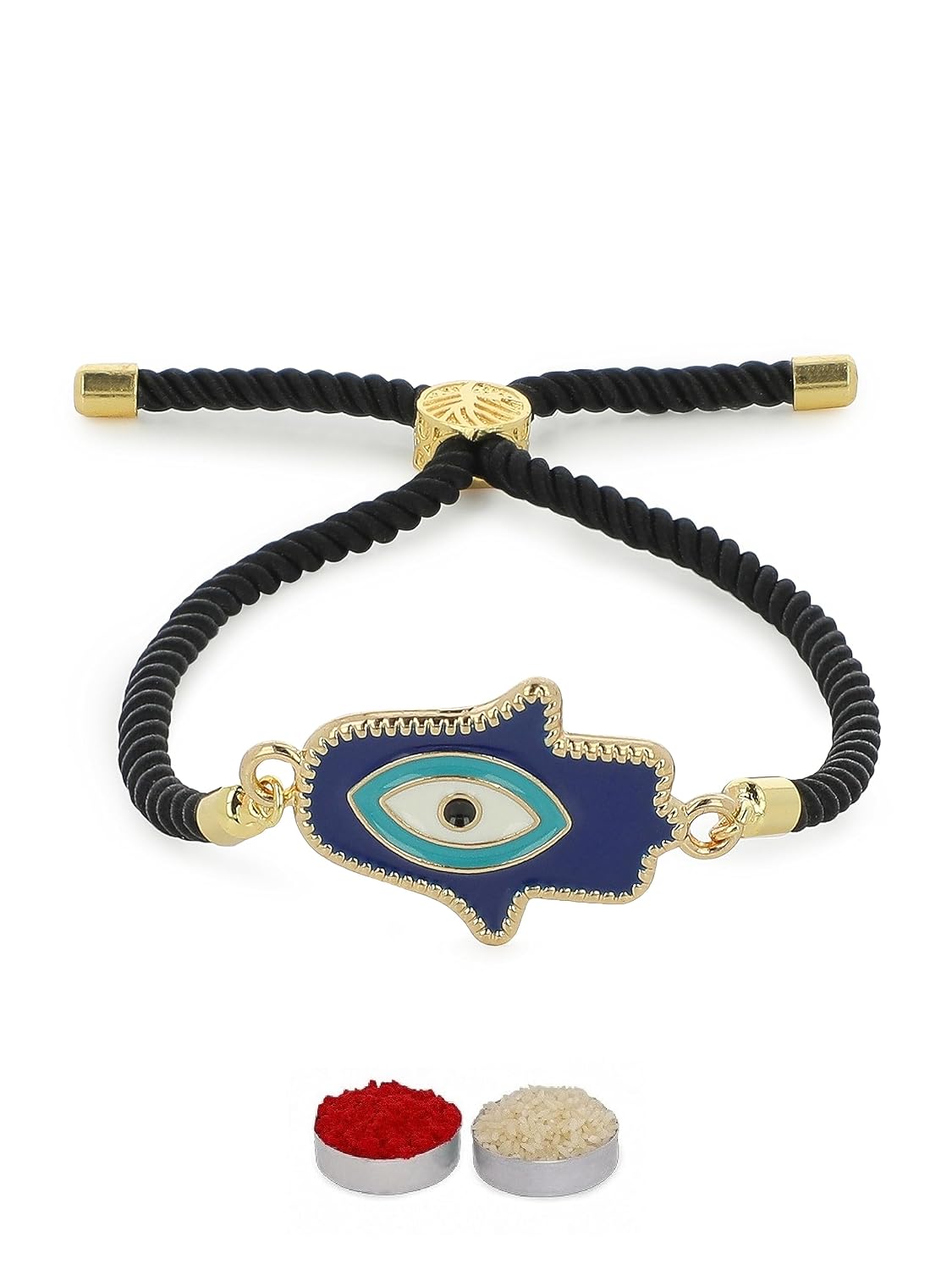 El Regalo 1PC Evil Eye Rakhi for Brother with Roli Chawal & Rakhi Message Card - Lucky Protection Rakhi to Avoid Negative Energies for Brother/Sister-in-Law/Niece or Nephew (Style-3)