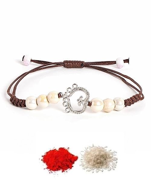 El Regalo 1PC Vintage Style Statement Rakhi for Bhai/Brother/Niece/Nephew - Designer Rakhi with Roli-Chawal Shagun Pack, Rakhi Message Card in Rakhi Gift Box (Coffee)