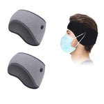 El Regalo 2 PCs Winter Fleece Ear Warmers Headband with Buttons for Facemask - Winter Ear Muffs for Men Women Boys & Girls in Cold Weather, Running Yoga Skiing Riding Bike Ear Cover (2 Grey)