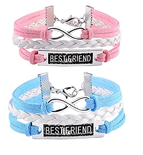 El Regalo Best Friend Infinity Pink & Blue Bracelets Set/BF Besties Unisex Bracelet Set for Friendship Day