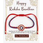 El Regalo Cute Rakhi for Brothers- Avenger, Bro, Om, Evil Eye & More | Handcrafted with Card, Roli Chawal & Rakshabandhan Box | Raksha Bandhan Bracelets for Kids, Brothers, Adults (Avenger Rakhi)