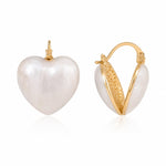 El Regalo Heart Hoops Earrings- Vintage Fashionable Bliss Heart Clip Double-sided Enamel Glaze Eternal Elegance Love Earrings for Women & Girls (Glazed Cream)