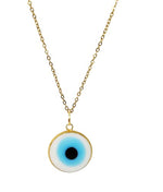 El Regalo Big Evil Eye Handmade Glass Lamp work Unisex Pendant Necklace for Men, Women, Girls & Boys | Evil Eye Pendant Necklace (White Golden)