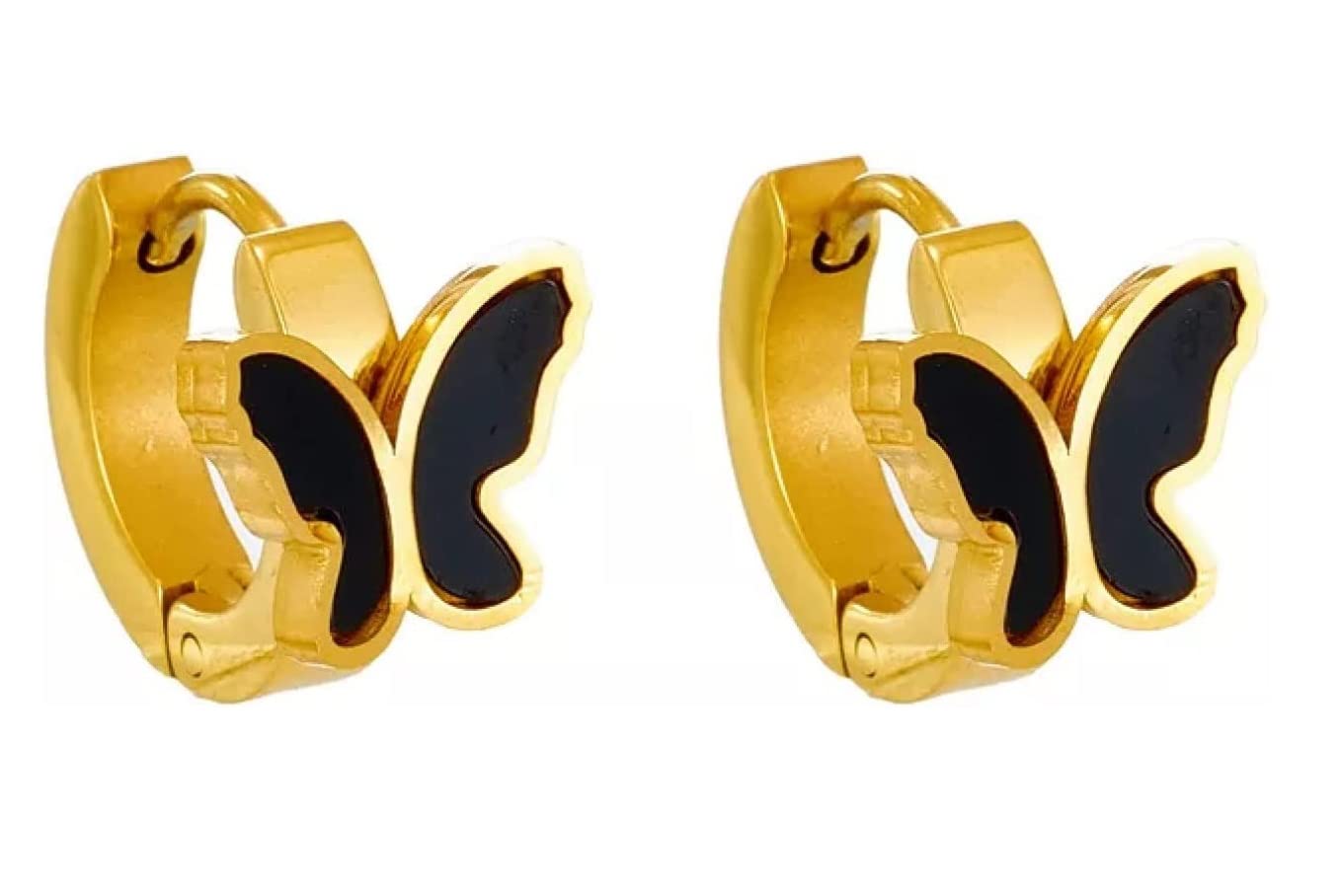 El Regalo Butterfly Earrings for Women/Girls- Stainless Steel Ati Tarnish- NO RUST Butterfly Hoop Earrings (Black Butterfly)