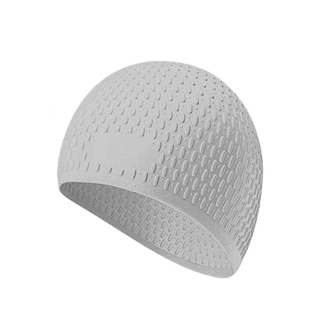 El Regalo 1 PC Silicon Bubbled Swimming Cap for Teens/Adults- Silicone Thickened Long Hair Silicone Swimming Cap (Grey)