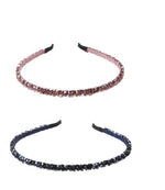 El Regalo 2PCs Rhinestone Hair Bands for Kids/Girls/Teens/Women | Tiara Bridal Headpieces | Crystal Headband Fine Glitter Crystal Hairband Rhinestone Headband (Blue & Jamuni)